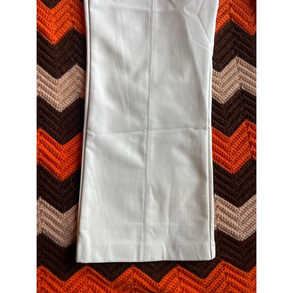 7 for All Mankind Cream High Waist Slim Kick Flare Faux Leather Pant sz 33 NWOT - Picture 2 of 10